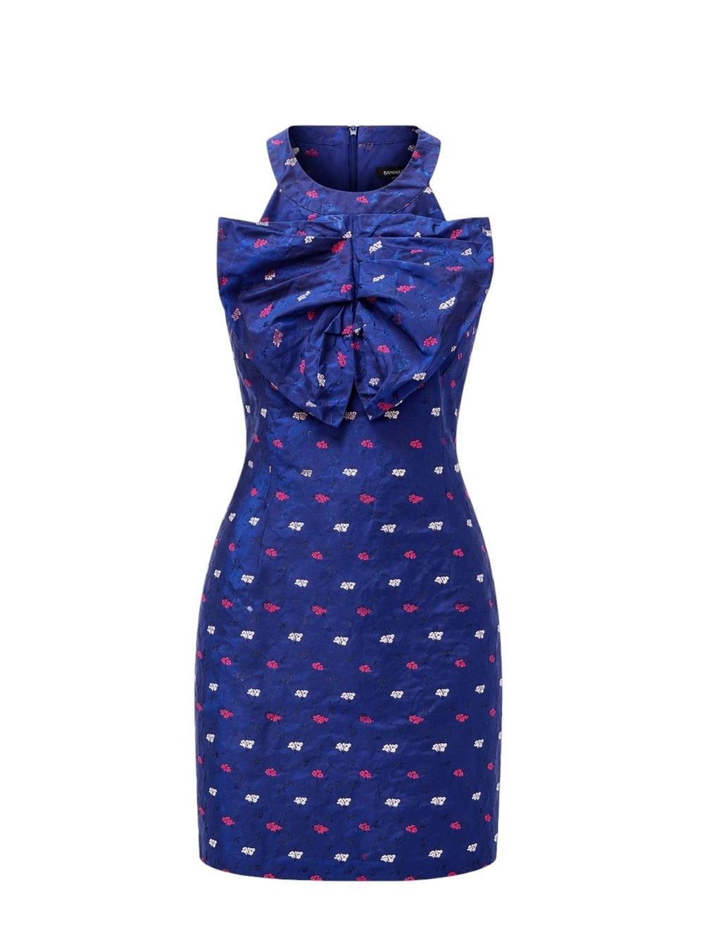Banana Republic Pleated Bow Embroidered Shift Dress Navy